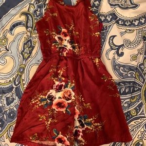 Red floral romper